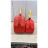 Image 2 : Two Red Plastic Gasoline Cans, 5.3 Gallon and 2 1/2 Gallon with Spouts