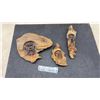 Image 1 : Set of Three Carved Wooden Face Sculptures on Natural Driftwood, Largest 12"