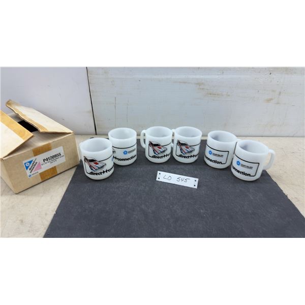 Direct Connection Chrysler Corporation Milk Glass Coffee Mugs, Set of Six