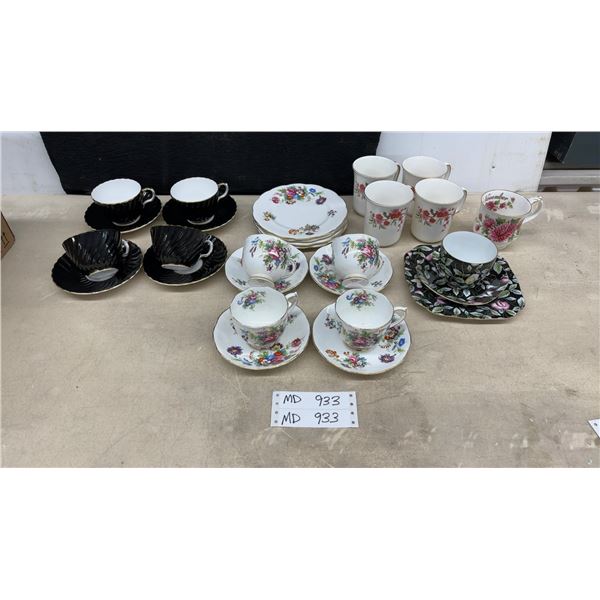 Teacups with Saucers and Ansley, Roslyn, Royal Albert and More