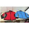 Image 1 : 2 Men's Softshell Full-Zip Jackets, Red with Black and Grey, Blue with Grey, Sz L & XL