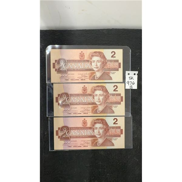 3 Canada 1986 $2 Bills