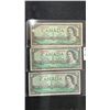 Image 2 : 3 1954 Canada $1 Bill