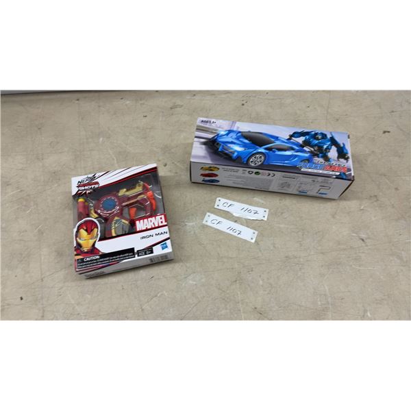 Nerf MicroShots Marvel Iron Man Blaster and Force Ares Transforming Robot Toy, Factory Sealed