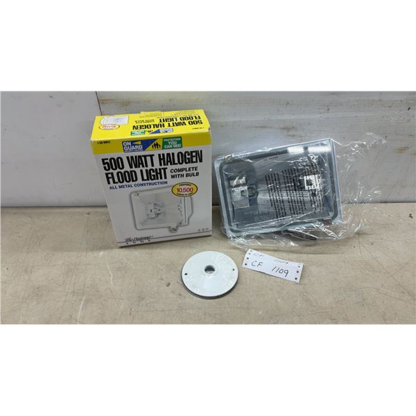 On Guard 500 Watt Halogen Flood Light L-50 White with UV Filter and Mounting Plate