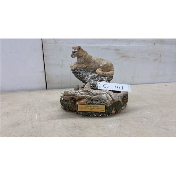 Ducks Unlimited Canada "Patient Watch" Cougar Sculpture, 1997, Limited Edition 387/700, Approx 8 x