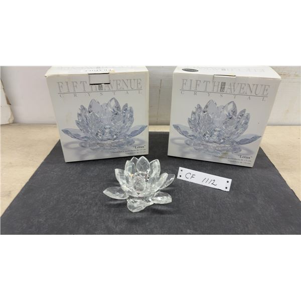 Fifth Avenue Crystal Ltd. "Lotus" Candleholder, 13 cm, Two Pieces with Original Boxes
