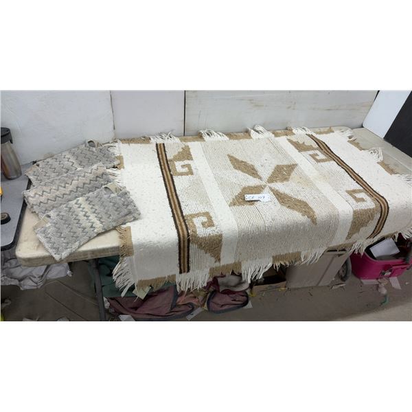 Woven Area Rug, 36 x 52" with Fringe and 3 Shark Mop Pads