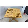 Image 2 : Wooden Folding Side Table with Lattice Top and X-Frame Base