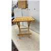 Image 3 : Wooden Folding Side Table with Lattice Top and X-Frame Base