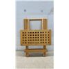 Image 5 : Wooden Folding Side Table with Lattice Top and X-Frame Base