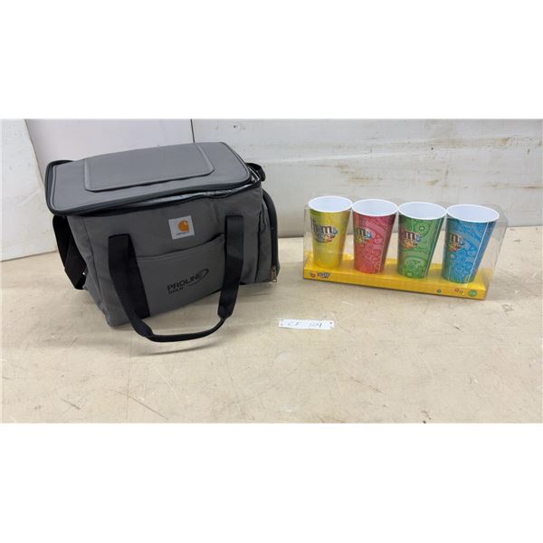 Carhartt Proline Gold Soft-Sided Cooler Bag and M&M's Plastic Cup Set of Four