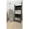 Image 1 : Sterilite Eight-Drawer Plastic Storage Cart and Five-Shelf Wooden Bookshelf, 65 x 24 1/2 x 9 1/2"