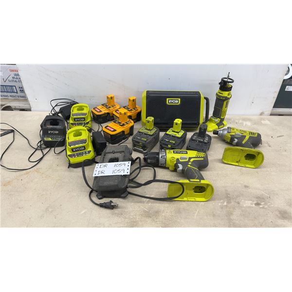 18v Ryobi Drills, Speaker, Batteries, Chargers