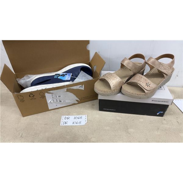 Kuailu Men's Slides Size 12 and Firelli Women's Orthopedic Sandals Size 9.5