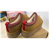 Image 3 : Brown Suede Platform Slip-On Slippers with Patterned Trim and Plush Lining, Size 42