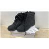 Image 1 : Black Lace-Up Ankle Boots with Side Zipper and Padded Collar, European Size 39