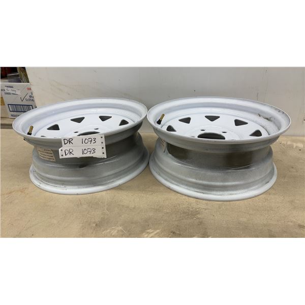 Pair of Dynamic 14 x 5.5" White Steel Trailer Wheels, 5-on-4.5" Bolt Pattern