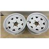 Image 2 : Pair of Dynamic 14 x 5.5" White Steel Trailer Wheels, 5-on-4.5" Bolt Pattern