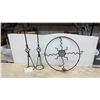 Image 1 : Wrought Iron Twisted Stem Floor Candle Holders and Circular Sun Motif Candle Sconce