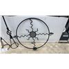 Image 2 : Wrought Iron Twisted Stem Floor Candle Holders and Circular Sun Motif Candle Sconce