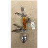 Image 3 : Vintage Multi-Tool Hobo Camp Knife with Fork, Spoon, Corkscrew, and Leather Sheath