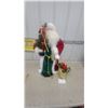 Image 1 : Standing Santa Claus Figurine with Christmas Tree and Gold Gift Bag 30" Tall