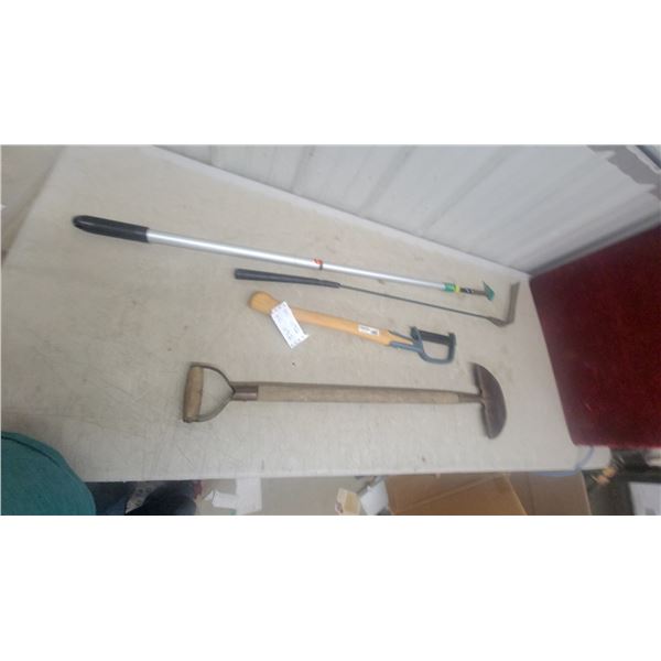 Lee Valley Long-Handle Weeding Tool, Bow Saw, Half-Moon Edger, and Stirrup Hoe