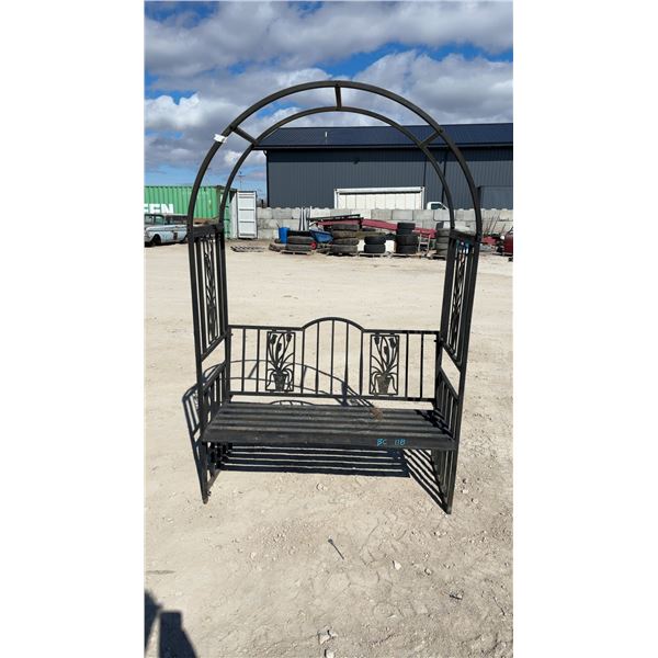 Metal Garden Arbor Bench with Decorative Floral Sides 48 x 74 x 22