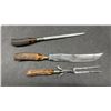 Image 3 : J.A. Henckels Twin Brand Three-Piece Carving Set with Antler Handles and Wooden Box