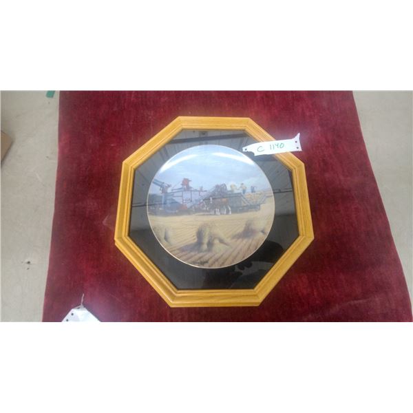 Terry Mc Lean "Prairie Gold" Internatioal Heritage Series Collector Plate in Octagonal Oak Frame
