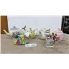 Image 1 : 4 Teapots, Cookie Jar Lid, and 1 China Man &Women