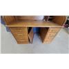 Image 3 : Oak Roll-Top Desk with Multiple Drawers and Interior Storage Compartments 52 x 29 x 23"