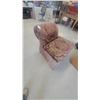 Image 1 : Upholstered Slipper Chair with Burgundy and Gold Paisley Pattern