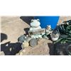 Image 2 : Blue Plastic Barrel, Garden Hose, Decorative Frog Welcome Sign, and More