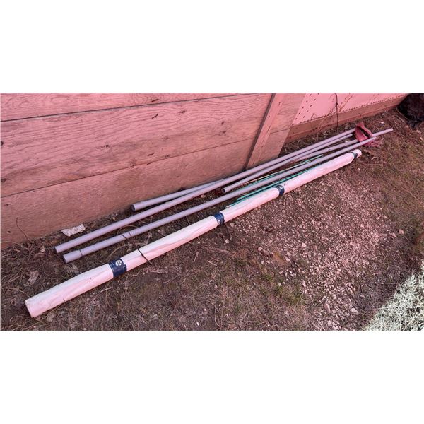 PVC Conduit Piping, Rebar Garden Stakes, and Partial Roll of Polly