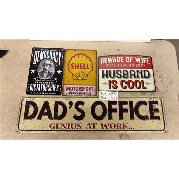 Collection of Decorative Tin Signs Including Jack Daniel's, & Shell Largest 31'5"