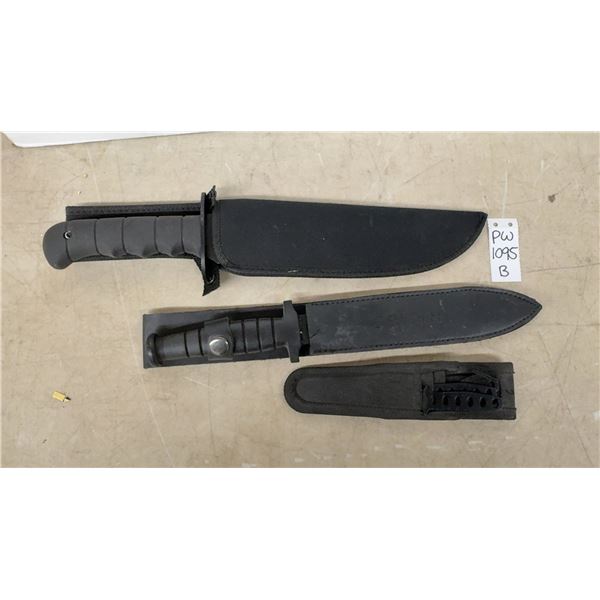 2 Knifes and a Set of 3 Throwing Knives Largest 14" Long