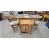 Image 2 : Bristro Table with Glass Top and Two Matching Lattice-Back Chairs 30 x 39 x 20"