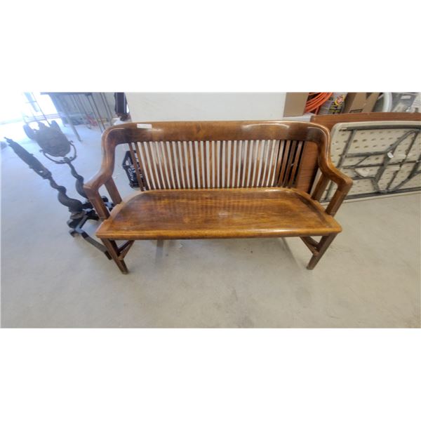 Art Deco Railway Station Bench with Slatted Back, Circa 1930s 56" Wide