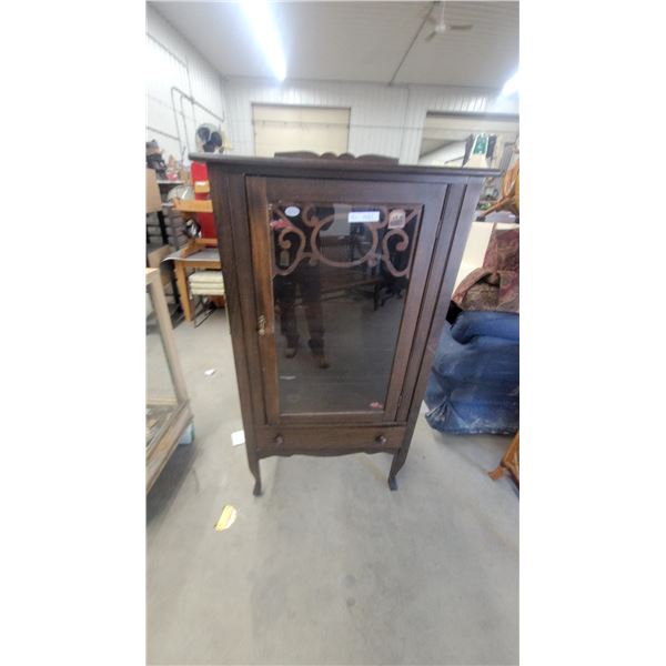 Antique Walnut China Cabinet 60 x 32 x 13.6"