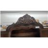 Image 2 : Baroque Revival Style Walnut Veneer Display Hutch with Carved Pediment and Marquetry Inlay 73 x 47
