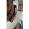 Image 9 : Baroque Revival Style Walnut Veneer Display Hutch with Carved Pediment and Marquetry Inlay 73 x 47