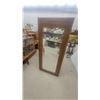 Image 1 : Wooden Wardrobe with Full-Length Mirror and Carved Leaf Accent 66 x 30 x 20"