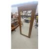 Image 3 : Wooden Wardrobe with Full-Length Mirror and Carved Leaf Accent 66 x 30 x 20"