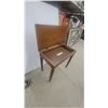 Image 4 : Vintage Wooden Piano Bench Hinged Top and Turned Legs 22 x 25 x 14"