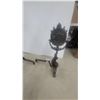 Image 2 : Pair of Cast Iron Andirons with Sailing Ship Medallion and Dolphin Column Design Gorgeous Set
