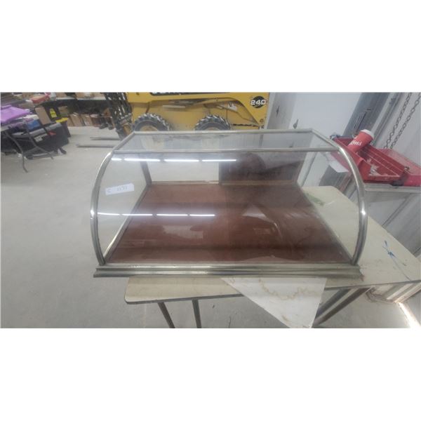 Vintage Curved Glass Retail Display Case with Chrome Frame 12 x 24 x 23" Antique
