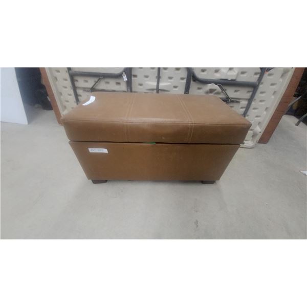 Brown Faux-Leather Rectangular Storage Ottoman with Hinged Lid 17 x 16 x 31"