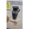 Image 2 : Vintage Black Milk Can, Wooden Barrel Spigot, Billhook, and Twine Ball
